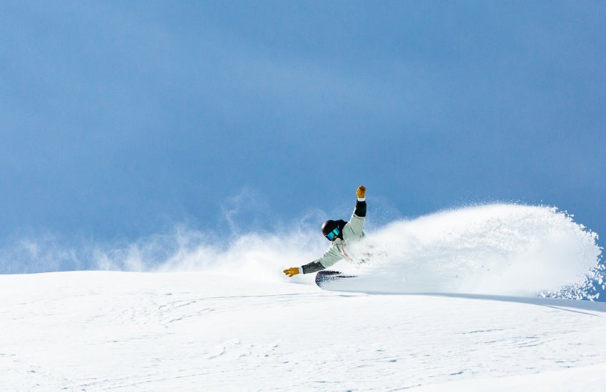 Snowboarder in Morzine Winter powder day